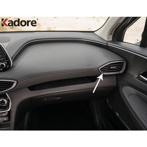 For Hyundai Santa Fe 2019 2020 2021 Carbon Fiber Front Side Air Vent AC Outlet Frame Cover Trim Car Interior Accessories 2pcs