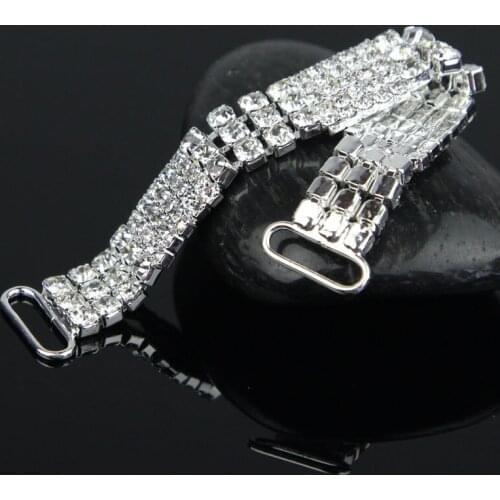 30 Pcs 11.7*1.2cm Rhinestone Trim Crystal Bikini Swimwear Connectors Bling Bling Buckle For Swimwear