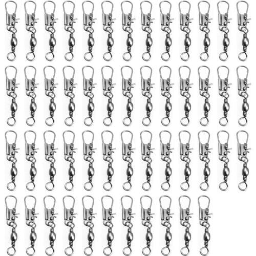 50pcs Stainless steel swivels interlock snap fishing lure Connector accessories B36F