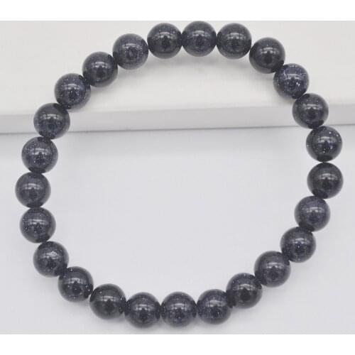 8MM Blue Sandstone Round Beads GEM Bracelet Bangle Stretch 8 Inch Jewelry G561