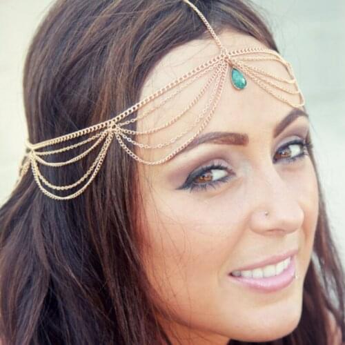 Bohemian hair accessories new personality womens crystal acrylic alloy jewelry head chain hair accessories headdress