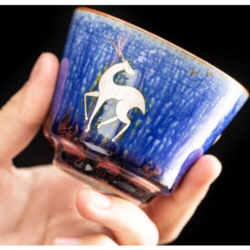 Antique Glaze Teacup Tea Set Master Cup Creative Vintage Home Decor Tea Cup Coarse Pottery Green Tea Maker Cup