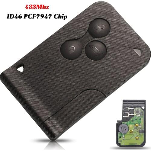 Jingyuqin 3Buttons For Renault Megane Scenic 2003-2008 FOB 433Mhz ID46 PCF7947 Chip Remote Car Supersonic wave Key With Blade