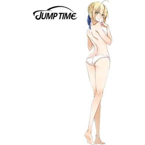 JumpTime 13cm x 2.6cm Car Styling Anime Fate stay night Saber Cartoon Car Sticker Bike Laptop Accessories