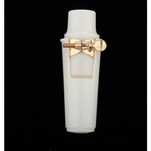 White Alto Sax Mouthpiece with Gold Ligature Kit Woodwind Insrument Accs