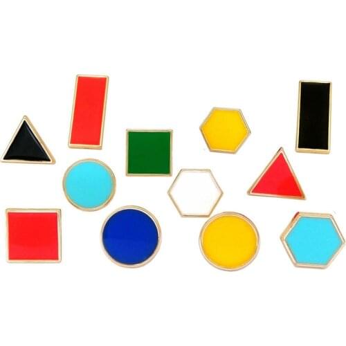 1pcs Red Blue Green Red Yellow white Black Round Rectangle Square Hexagon Triangle Shape Brooches Lapel Pin Jewelry For Children