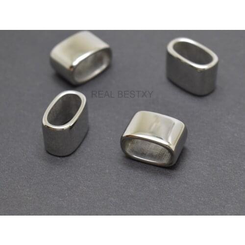 Stainless Steel Slider Beads Smooth Steel Hole:11.3*6mm for Leather Bracelet Making Jewelry DIY Slide Charms Accessories