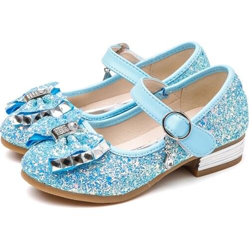 Children Shoes Kids Girls Princess Shoes Single Sneakers Spring/Autumn Girls Sequins Casual Shoes With Bow Fashion Student Shoes