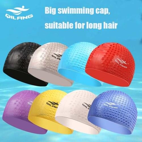 Elastic Swimming Cap Waterproof Adults Men Women Solid Color Large Silicone Bathing Cap Unisex Comfortable Diving Hat One Size