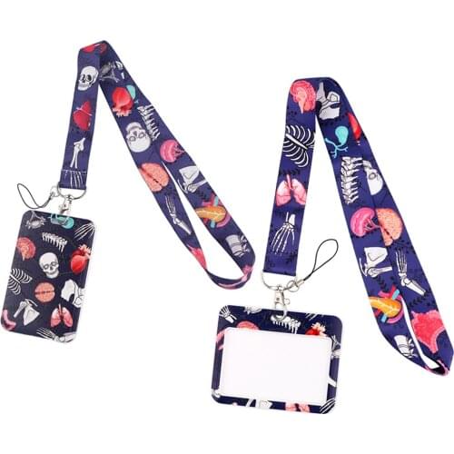 ER825 Medical Human Organ Doctor Nurse Lanyard Horizontal Direction ID Card Holder Bus Card Holder Staff Card Hang Rope