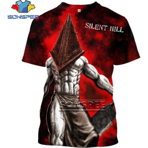 SONSPEE Movie Silent Hill t shirt Unisex Pyramid Men Game T-shirt Horror Red Short Sleeve Harajuku Casual Hip-Hop Tees Clothing
