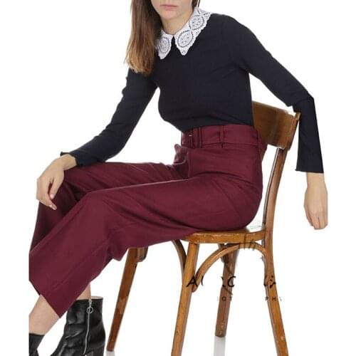 Patads French womens autumn and winter sweet baby collar contrast long sleeve top T-shirt t11461h