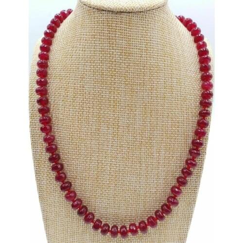 Faceted 5x8mm Natural Red Ruby Gems Abacus Beads Necklace 18'' AAA