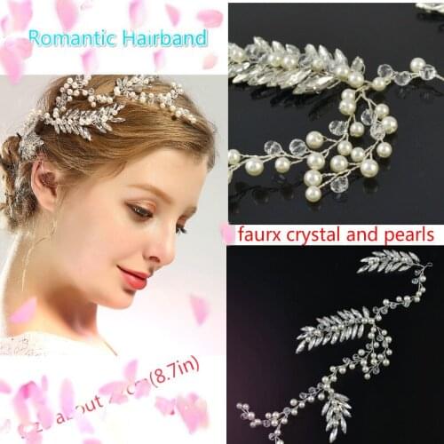 Classic color Crystal Floral Wedding Headbands For Bride Hair Accessories Pearls Hairband Bride Tiaras Handmade Ornaments