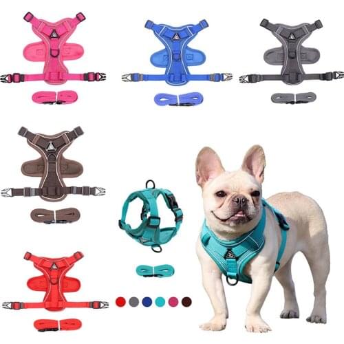 Adjustable Dog Reflective Harness and leash set Pet Harness Breathable Puppy Harness Running Rope For Small Medium Dog Collar