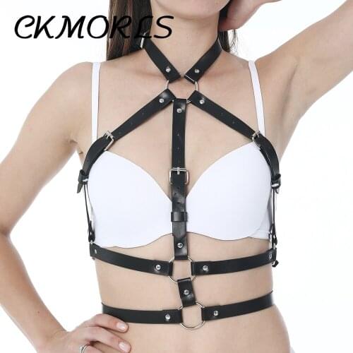 CKMORLS Leather Garters Harness Collar Adjustable Belt Straps For Women Bra Sexy Body Bondage Erotic Strapon Suspenders Fetish