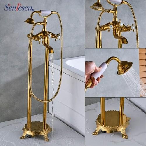 Waterfall Bathtub Faucet Widespread Tub Sink Mixer Taps Chrome Brass Bathroom Bath Shower Faucet with Handshower
