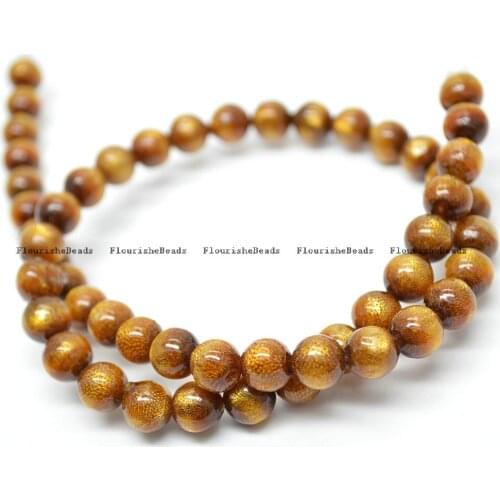 Beautiful Gold Color Sea Bamboo Coral Round Loose Beads 6mm 8mm 10mm