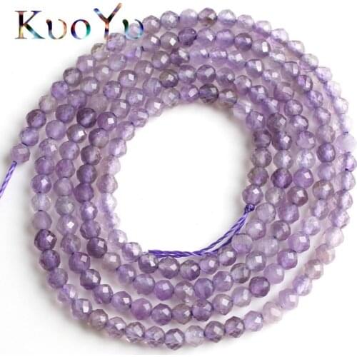 2mm Natural Faceted Amethysts Purple Quartz Stone Beads Round Loose Spacer Beads For Jewelry Making DIY Bracelet Accessories