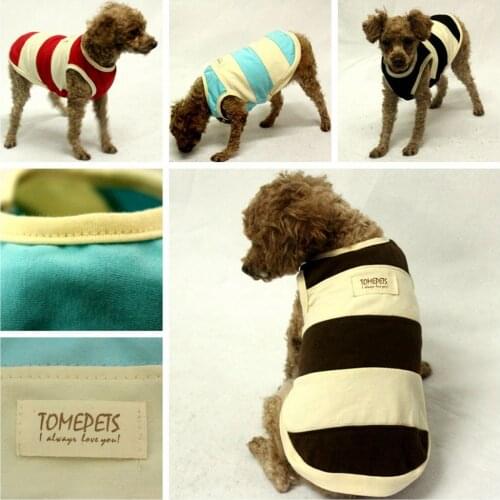 TOMEPETS dog summer cute vest pet stripe t-shirt cotton puppy dog clothes for dogs of all sizes in four colours