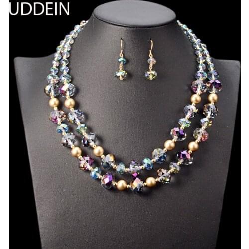 UDDEIN African beads jewelry set Layer Crystal Necklace & Pendant Vintage Statement Chokers Nigerian Wedding Indian Jewelry Sets