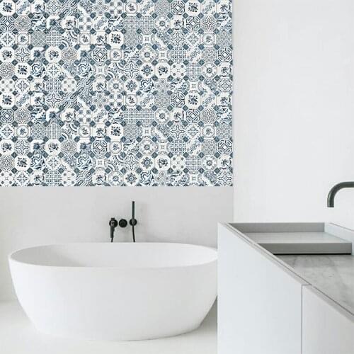 Retro Tile Stickers Bathroom Kitchen Home Decor Moroccan Arab Wall Stickers Kitchen Backsplash Self Adhesive Decor
