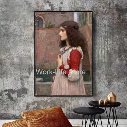 Wall Art Prints Painting Home Decor John William Waterhouse “Juliet ” Portrait Picture Canvas Art Poster For Living Room Decor