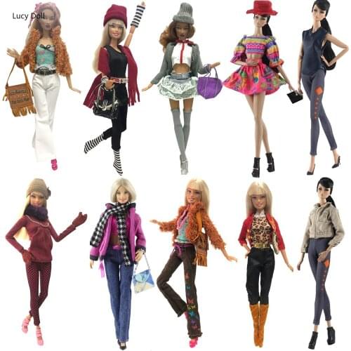 NK 2021 Mix New Doll Dress Fashion Super Model Coat Modern Outfit Daily Wear For Barbie Doll Accessories Gift Baby DIY Toys JJ