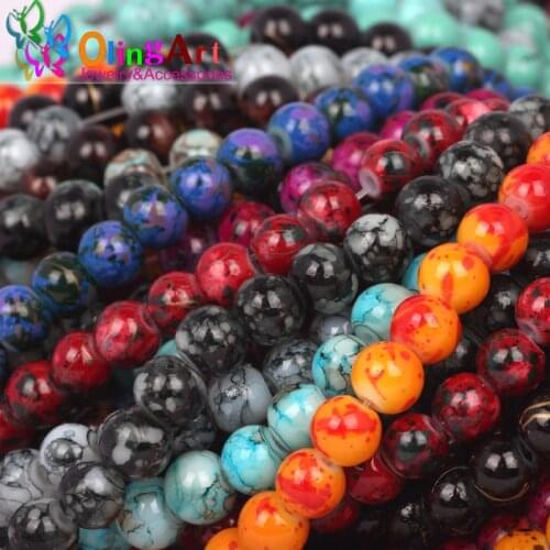 OlingArt Glass Beads 6MM 100pcs Round Assorted Colorful DIY Earrings Bracelet Choker Necklace Jewelry Making 2021 New