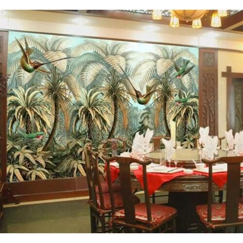 Personalized Customization Southeast Asian Primary Forest 3D Wall Mural Wallpaper Restaurant Clubs KTV Bar Modern 3D Wallpaper