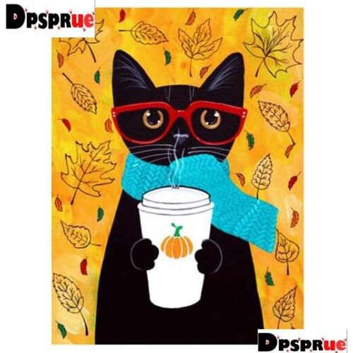 Dpsprue Full Square/Round Diamond Painting Cross Stitch Diamond 3D Embroidery Animal Cat DIY 5D Moasic Home Decor Gift K57