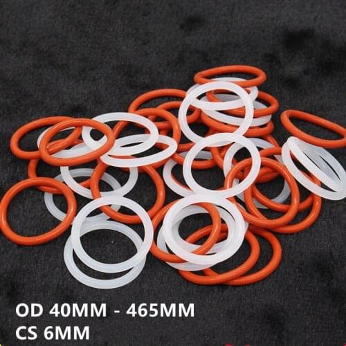 Custom CS 6mm 5pcs VMQ O Ring Washers Silicone Sealing Gaskets Spacer OD 40 - 270MM Red