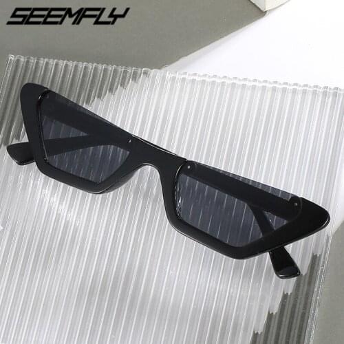 Seemfly Vintage Half Frame Cat Eye Sunglasses Women Retro Luxury Sun Glasses Female Goggle Fashion Mirror Sexy Mirror Shades New