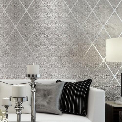 Beibehang Modern minimalist 3D living room TV background wall paper bedroom non-woven diamond striped wallpaper decoration