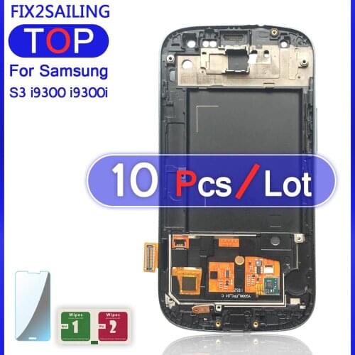 For Samsung Galaxy S3 i9300 Super LCD Display 100% Tested Touch Screen Digitizer Assembly With Tempered Glass Black/White