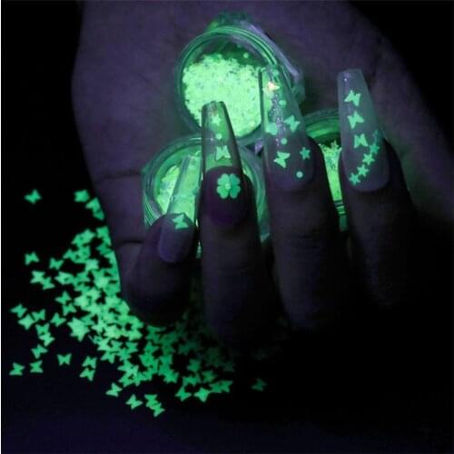 1Box 1/3MM Butterfly Flower Heart Shape Luminous Glitter Sequins For DIY Nail Arts Decoration Trendy Beauty Manicure
