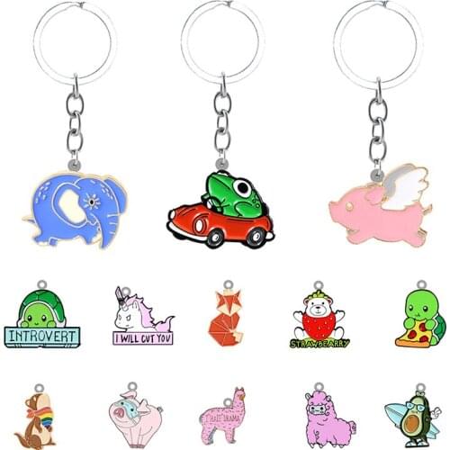 TAFREE Elephant Tortoise Various Animal Jewelry Epoxy Personalized Keychain Backpack School Bag Resin Pendant Keychain