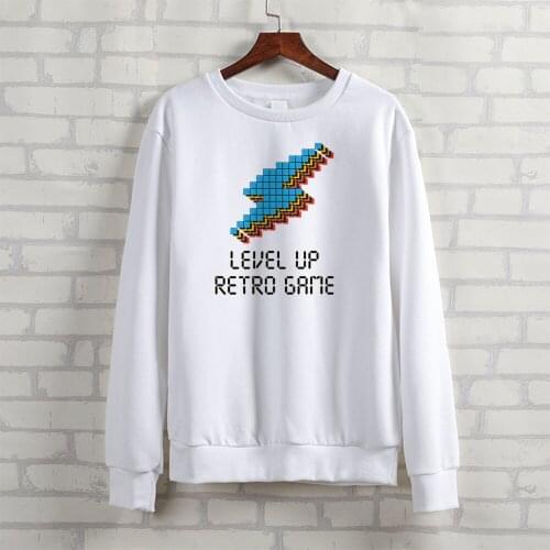 BLINGPAW Level Up Retro Game Letter Printed Unisex Crewneck Sweatshirt Heavy Blend Crew Neck Long Sleeve Plus Size