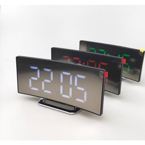 Creative Electronic Clock Large Screen Curved Surface LED Electronic Clock Mirror Clock Silent Alarm Clock