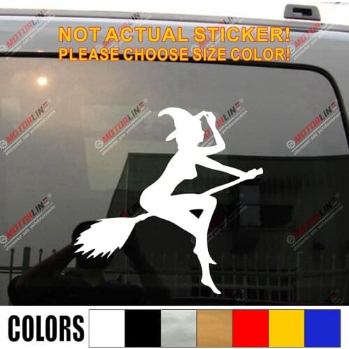 Witch on Broom Wicca Sexy Lady Girl Decal Sticker Car Vinyl pick size color die cut