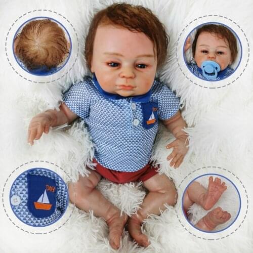 High quality silicone reborn baby doll 18" stuffed body soft bebe reborn newborn alive baby dolls toys playmate bonecas