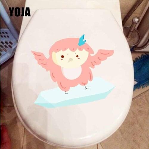 YOJA 22.4X18.7CM Wall Sticker Bedroom Home Decor Lovely Pink Owl Creative Toilet Decal T5-0643