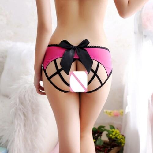Women Erotic Underwear Porn Straps Low Waist Sexy Lingerie Lenceria Sexo Temptation Embroidery Perspective Low Waist Bow Lady