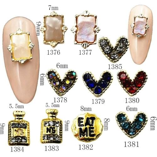 10pcs/lot Korea 3D Alloy Nail Decorations Metal Kawaii Glitter Heart Nail Art Accessories Charm Styling Tools Alloy Nail Parts