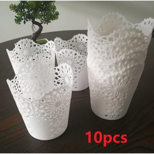 10pc White Lace Hollow Makeup Brush Pen Storage Holder Desk Organizer Flower Vase Pot