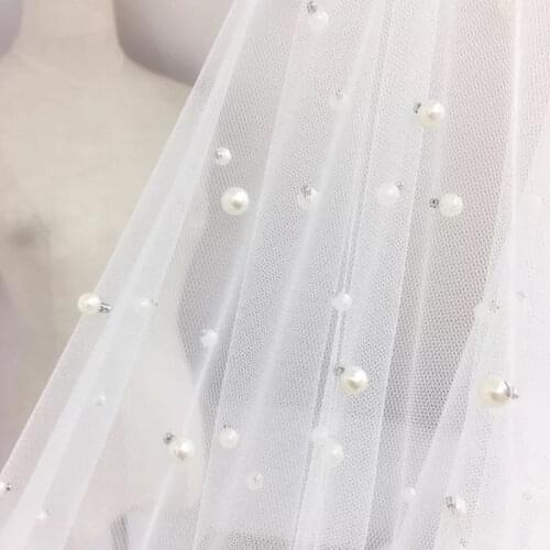 10Yards white Color Beading Lace Fabric Clothes Accessories Beaded Laces Fabric High Quality French Tulle Lace Fabric For Women