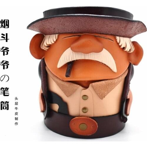 100% Handmade Genuine Leather Pen Container Cowhide Pen Barrel Nordic Storage Box Creative Pen Holder