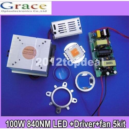 100W DIY led grow light 380-840nm kit,chip,driver,heatsink, fan ,led lens