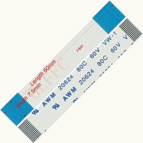 14pin 0.5pitch 60mm-450mm A-type Flexible Flat Cable FFC awm 20624 ROHS for TTL LCD DVD Computer