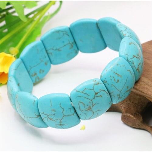 18-22mm Blue Turkey Turquoises Stone Jewelry Bracelet Pretty Beads Women Girl Fashion Jewelry Making Design 7.5inch Wholesale